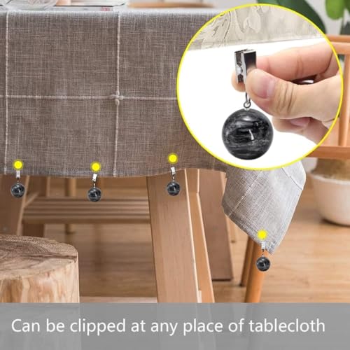 stablerice 6 Pcs Heavy Tablecloth Weights,Marble Curtain Weights with Heavy Duty Clip,Table Cloth Weights Outdoor for Home Patio Drapery, Shower, Flags, Tablecloth to Stop Heavy Wind, Black - Thumbnail 3