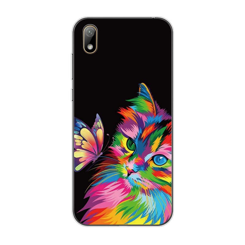 KARTXITAI Funda Silicone Case Compatible con Huawei Y5 2019/Honor 8s, Carcasa de Silicona Cover, Gel Flexible,Regalo Original - Mariposa, Gato