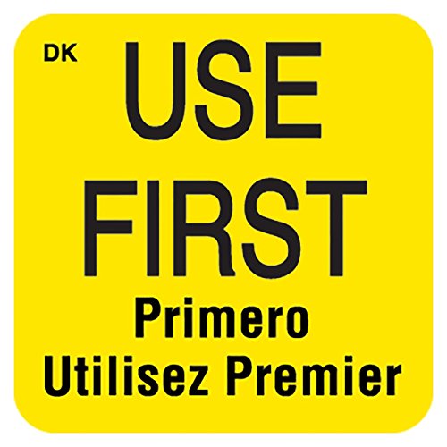 DayMark IT110083 USE FIRST Trilingual Permanent Label, 1 x 1 , (Roll of 1000), Yellow