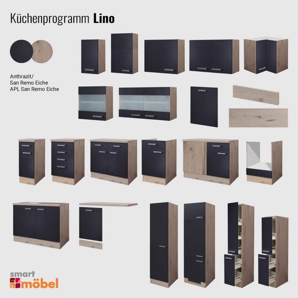 Frontblende für vollintegrierten Geschirrspüler 60 cm Anthrazit - Lino
