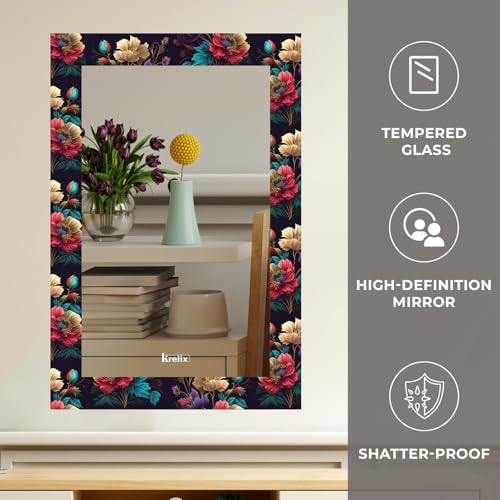 Image of KERLIX Rectangle Decorative Art Unique Fancy Digital Frameless CNC polishing Wall Mirror /Makeup Mirror /Bathroom Mirrors Size (12x18 inch). (1, 12 x 18)