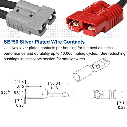 Anderson Power Products Sb50 Connector Kit, 50 Amps, 36V Gray Housing, W/ 6 Awg, 6319 (Pair) #TOP4