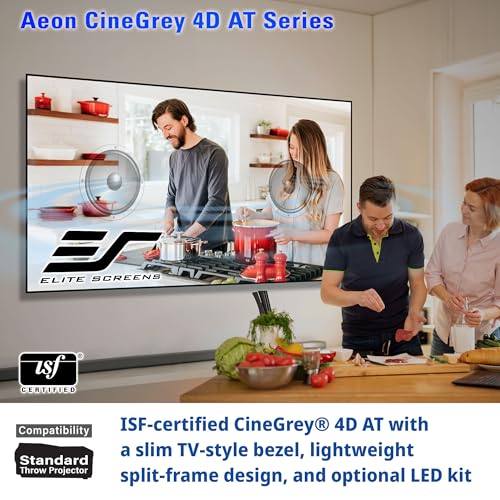 Image of Elite Screens Aeon CineGrey 4D Acoustically Transparent, 150 inch Diag. 16:9, 4K /8K Ceiling Ambient Light Rejecting (CLR /ALR) Fixed Frame Edge Free Sound Transparent Projector Screen, AR150H-ATD4