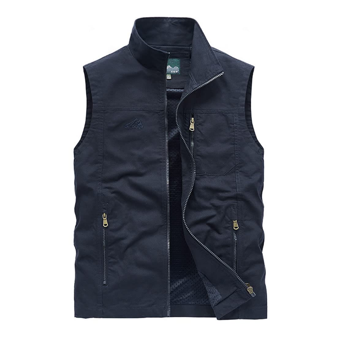 Gilet in Cotone da Uomo M-5XL - Allentato Multitasche per Esterni Con Tasche Con Cerniera, Senza Maniche