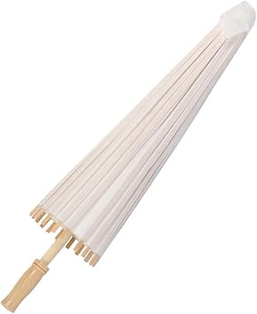 Classic White Paper Umbrella Parasol, Handmade Craft with Solid Wood Handle for Wedding Decor and Photography Prop Diameter about 59cm