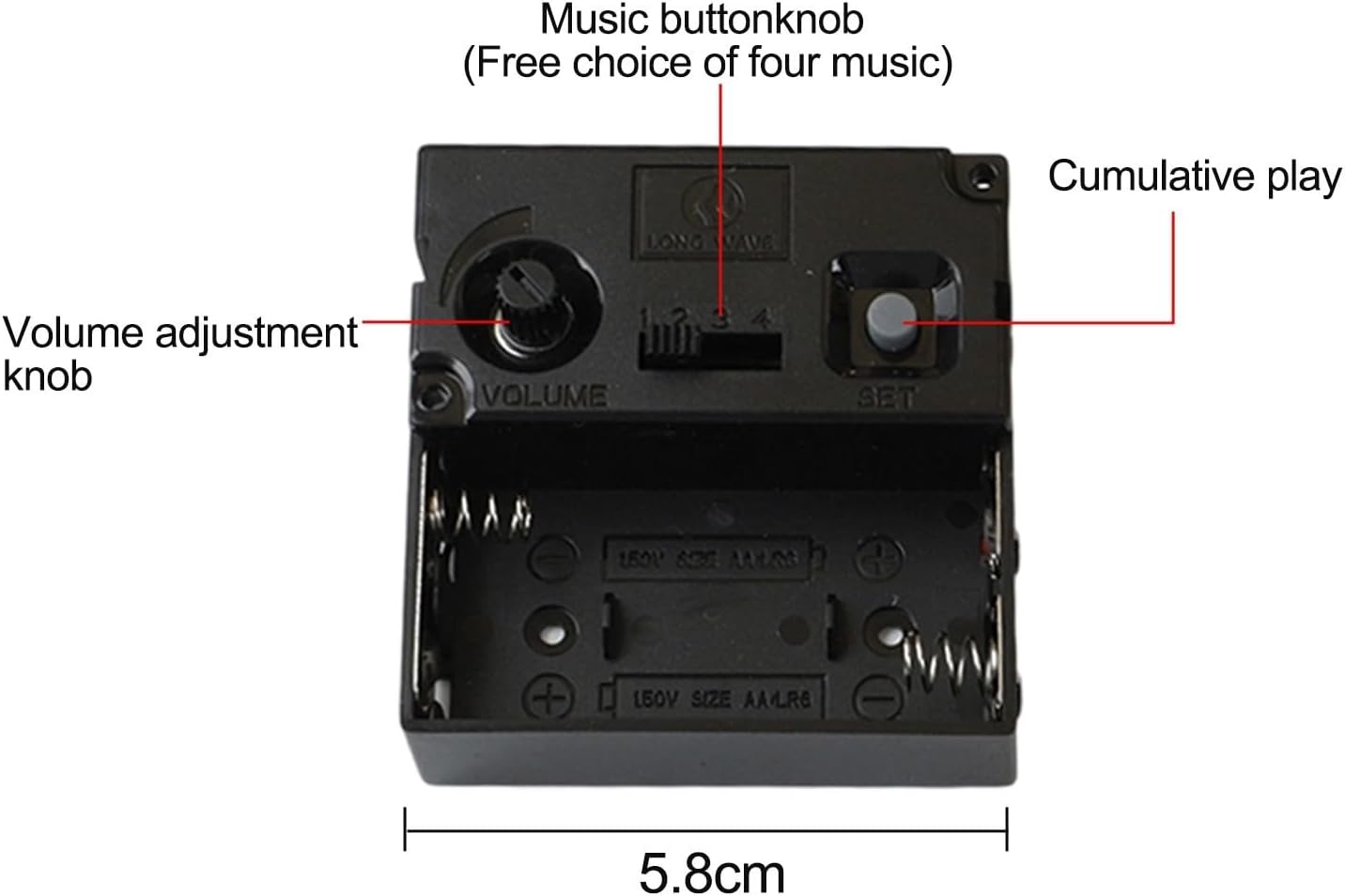 Quartz Pendulum Clock Movement Kit with Music Chime Box, DIY Mechanism Drive Unit 4-12mm Panel, Hourly Melody Repair Parts Set, Black(Shaft length 22.5mm)