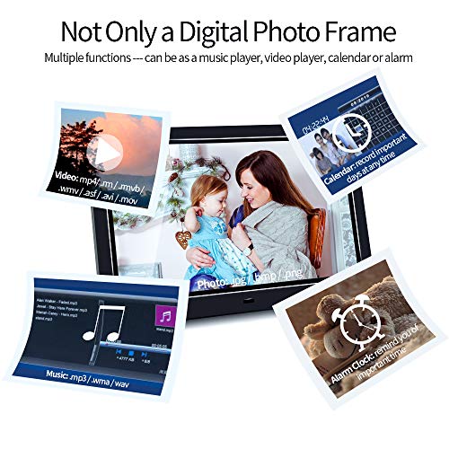 GRC 10.1 Inch IPS 1080P HD Display Digital Photo Frame with Motion Sensor and Remote Control, Video Player/Stereo/ MP3/ Time, Digital Picture Frame Support USB SD Slot