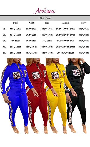 Aro Lora Womens Plus Size Leopard Print Sweatshirt Pant Set Two Piece Outfit Tracksuit Jogging Suit X-Large Black #TOP2
