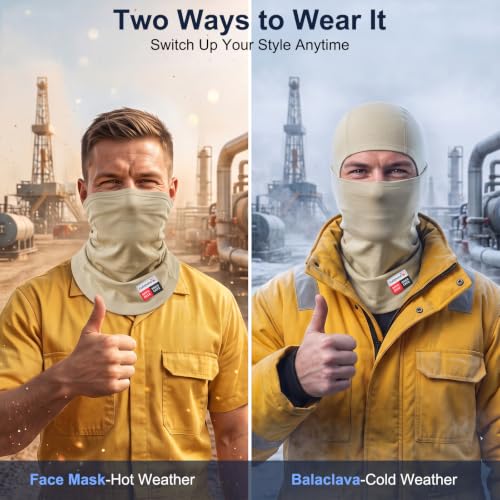 Image of Fullsheild FR Balaclava CAT2 7oz Flame-Retardant Cotton Face Mask, NFPA2112 | Arc Rated Covering Hood for Welding, Protective Helmet Liner for Men Women, UV Face Mask Windproof, Lightweight & Breathable
