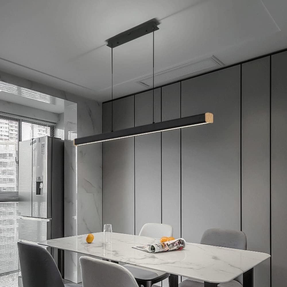 Modern Led Kitchen Island Lamp Dining Room Long Strip Hanging Lighting Fixtures Metal Line Light with Acrylic Lampshadechandeliersk-92Cm/K/62Cm