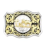 LYTOPTOP Religion Cross Kneeling Prayer Rooster Horse Golden Belt Buckle for Men Women│Rodeo Floral Belt Buckle