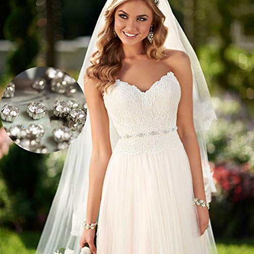 Jyukan 1440 Pcs Sew on Crystals Glass Rhinestones Silver Settings Rhinestone Embellishments for Clothi   ng Wedding Dress,3mm