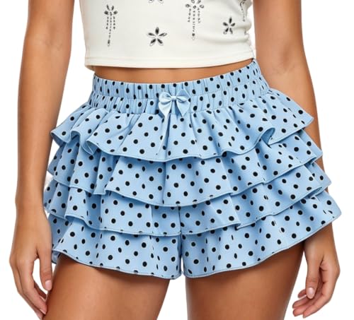 Image of Women Layered Gingham Shorts Cute Bloomers Plaid Shorts | Gingham Ruffle Shorts, Polka Dot Mini Bloomer Shorts, Micro Boyshorts, Tiered, Checkered, Lolita Outfits, Going Out