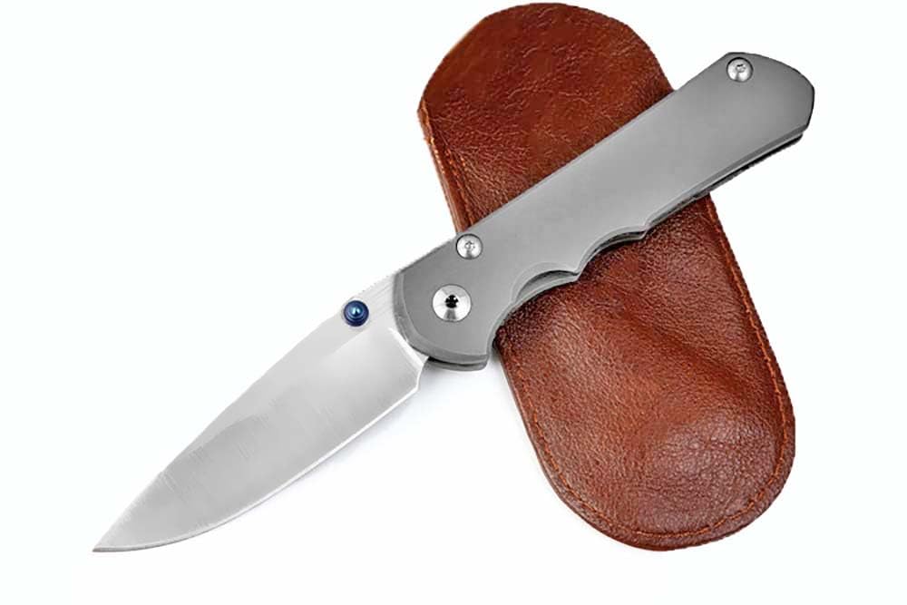 Klappmesser 8.3" Taschenmesser Hochwertig Aus Edelstahl S35VN & Titan, Outdoor Survival Messer Camper Jagdmesser, Scharfes Einhandmesser, Flipper Praktisch Messer EDC mit Taschenclip, Leder Scheide