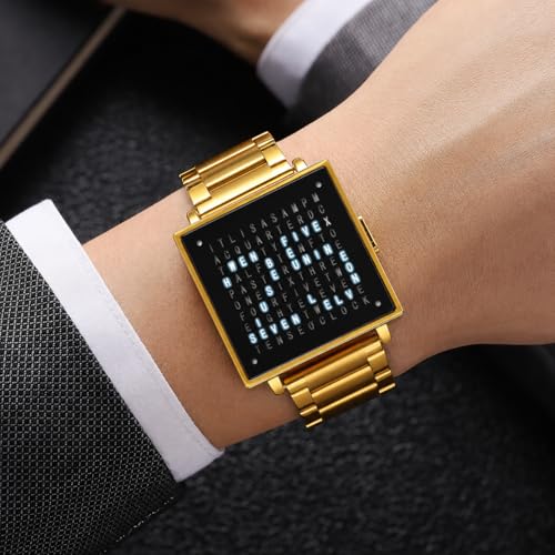 Image of Gosasa Square Men's Luxury Watches Fashion Creative Multifunctional Waterproof Wristwatch, Stainless Steel or Gold and Silver - Toned Leather Strap Gifts for Men