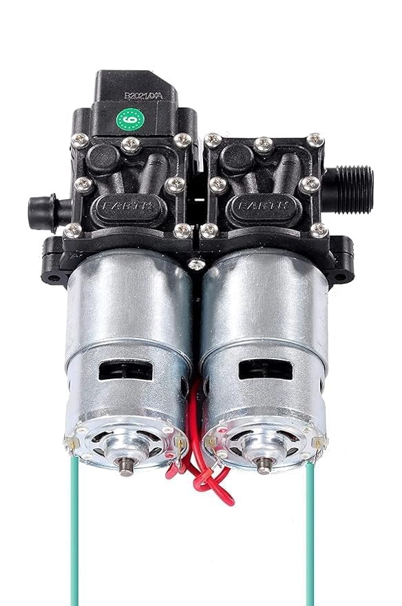 Image of High Pressure Diaphragm Pump Double Motor 12V DC Electric Battery Operated Sprayer Water Pump Motor for Agriculture Farm Fogger Misting Spray Car Bike Wash Sanitizing Gardening UNIT250PSI