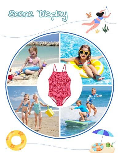 Image of weVSwe Baby Girl Swimsuit One Piece Swimsuit Cute Toddler Girls Sleeveless Bikini Kids 2-10 Years