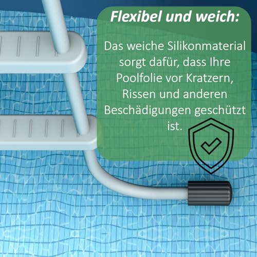 PoolFeet® Universelle Silikon Schutzkappen für Poolleiterfüße, Schützt die Poolfolie vor Beschädigungen, Zubehör, Pool, Poolleiter, Gummipuffer