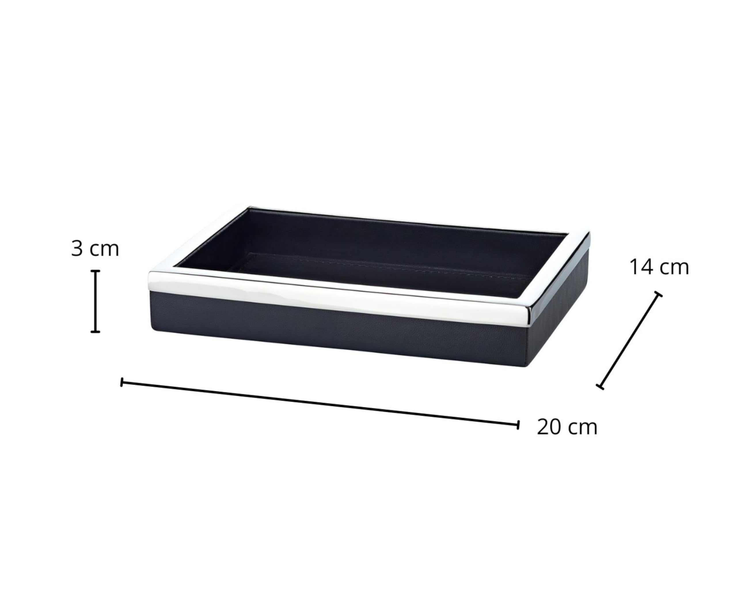 EDZARD Bandeja para servir Scott (14 x 20 cm), color negro, rectangular, acero con funda de piel sintética