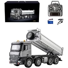 Helixsun 1/14 Scale 12-Channel RC Construction Dump Truck, Featuring A Large-Capacity Tilting Alloy Dump Body with Light and Sound Effects