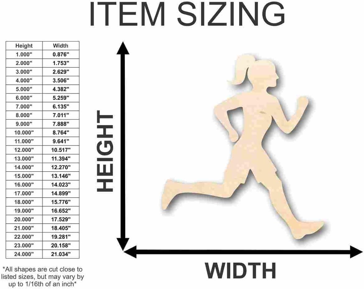 Unfinished Wood Running Girl Shape Track Cross Country Sports Room Decor up to 46" DIY 18" / 3/4"