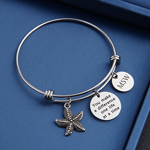 ENSIANTH Social Worker Gifts MSW Graduation Bracelet You Make A Difference Jewelry Starfish Bracelet3