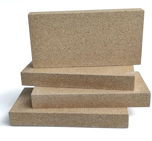Voulosimi Fire Brick - Wood Stove Firebricks Insulating Fire Bricks Replacement 9″ x 4.5″ x 1.25″ for Fireplaces, Fire Pit (4 Pcs)