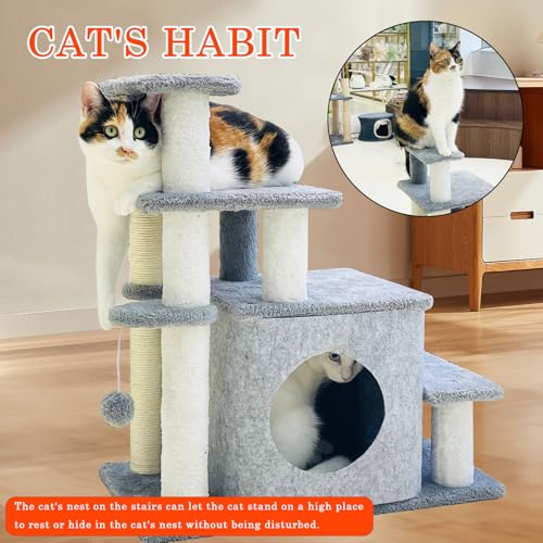 Torre de árbol para gatos con postes para rascar 25.6in miniatura 5