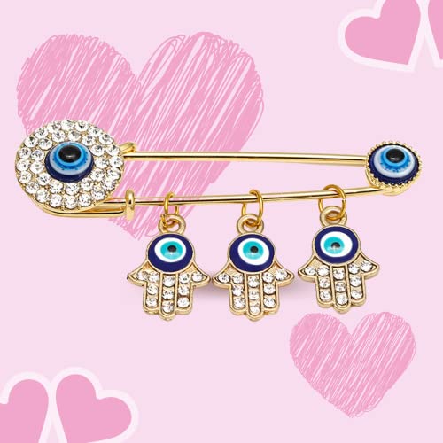 Image of Muslim AllahTurkish Evil Eye Hamsa Hand of Fatima Brooch Pins Jewelry Gift