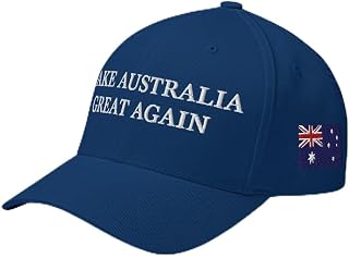 Make Australia Great Again Hat - Save Australia Australian Flag Embroidery Structured Flex Fit Cap