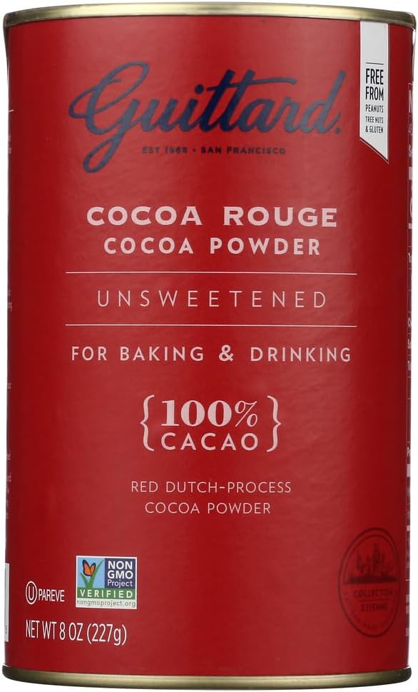 E Guittard Cocoa Powder, Unsweetened Rouge Red Dutch Process Cocoa, 8oz Can