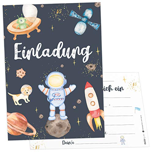 Olgs Astronaut Einladungskarten zum Geburtstag | 12x Mottoparty Einladungen zur Geburtstagsfeier zum ausfüllen | Einladungen zur Kinderparty + Umschläge | Geburtstagseinladungen, Partyeinladungen Cover