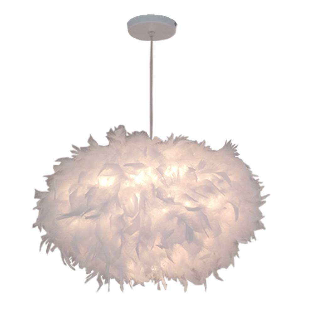 DLGLOLIN E27 White Feather Pendant Light Shade Ceiling Light for Child's Girl's Baby Bedroom