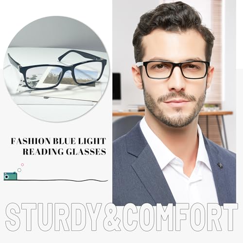 Image of OCCI CHIARI Blue Light Blocking Reading Glasses Men Designer Computer Readers 2.0(1.0 1.25 1.5 1.75 2.0 2.25 2.5 2.75 3.0 3.5 4.0 5.0 6.0)