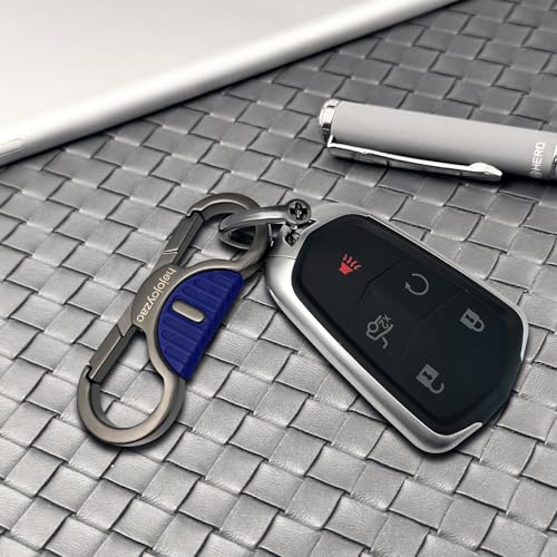 Image of Heavy Duty Keychain with Quick Release Double Carabiner Clip, Key Rings, D Ring, Car Key Holder for Belt Loop