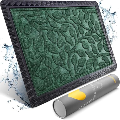 Image of Door Mat for Front Door - Indoor Outdoor Welcome Mat with Non-Slip Rubber Backing, Low Profile Dirt Trapper Doormat for Entryway, Porch - Heavy Duty, Easy to Clean, 40x60 cm