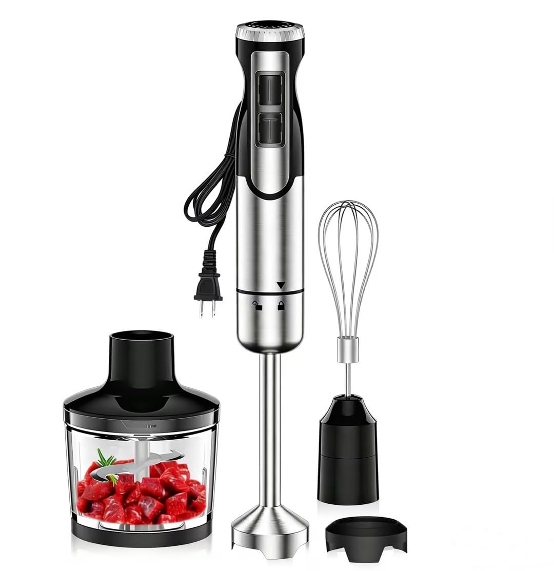 1800 W blender stołowy 4 w 1 z funkcją turbo i 8 poziomami prędkości, łącznie z trzepaczką, rozdrabniaczem i kubkiem do miksowania – idealny do zup, posiłków dla niemowląt, smoothie i