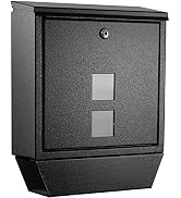Buzón De Acero Resistente A La Lluvia - 8.4x21.7x30.2 Cm, Negro, Con Cerradura De Combinación, Para Exteriores