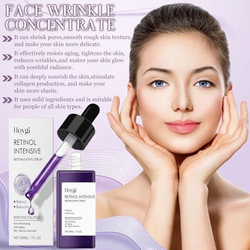 Retinol Serum Hochdosiert Testsieger 30ml Retinol Intense Reactivating Serum Bakuchiol-RetinolSerum für Anti-Aging Straffere Haut Verfeinert Poren & Verbessert Hautstruktur