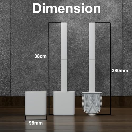 Image of Zuku Toilet Cleaning Brush Bathroom Cleaning Accessories Toilet Brush with Holder Stand Silicon Toilet Brush Cleaner Commode Cleaning Brush Wall Mounted Bathroom Cleaning Accessories(White,Pack of 2)