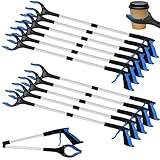 Tottist 12 Pack 32 Inch Commercial Trash Grabber for Elderly Assist, Heavy Duty Lightweight Reacher with Ergonomic Handle & Non-Slip Grip, Multi-Use Outdoor Home Garden Cleanup Mobility Aid Tool