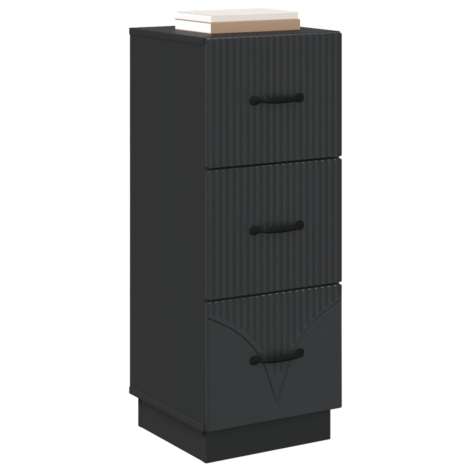 Schrank mit Schubladen, schwarz, 33 x 34,5 x 87 cm, aus technischem Holz | 3 geräumige Schubladen, Vintage-Design, Griffe, leicht zu reinigen, für Wohnzimmer