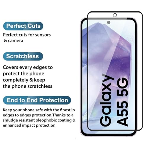 Image of JGD PRODUCTS Original Premium HD curved Edges Tempered Glass for Samsung Galaxy A35 5G, Samsung Galaxy A55 5G (2024) with Edge to Edge Coverage and Easy Installation Kit