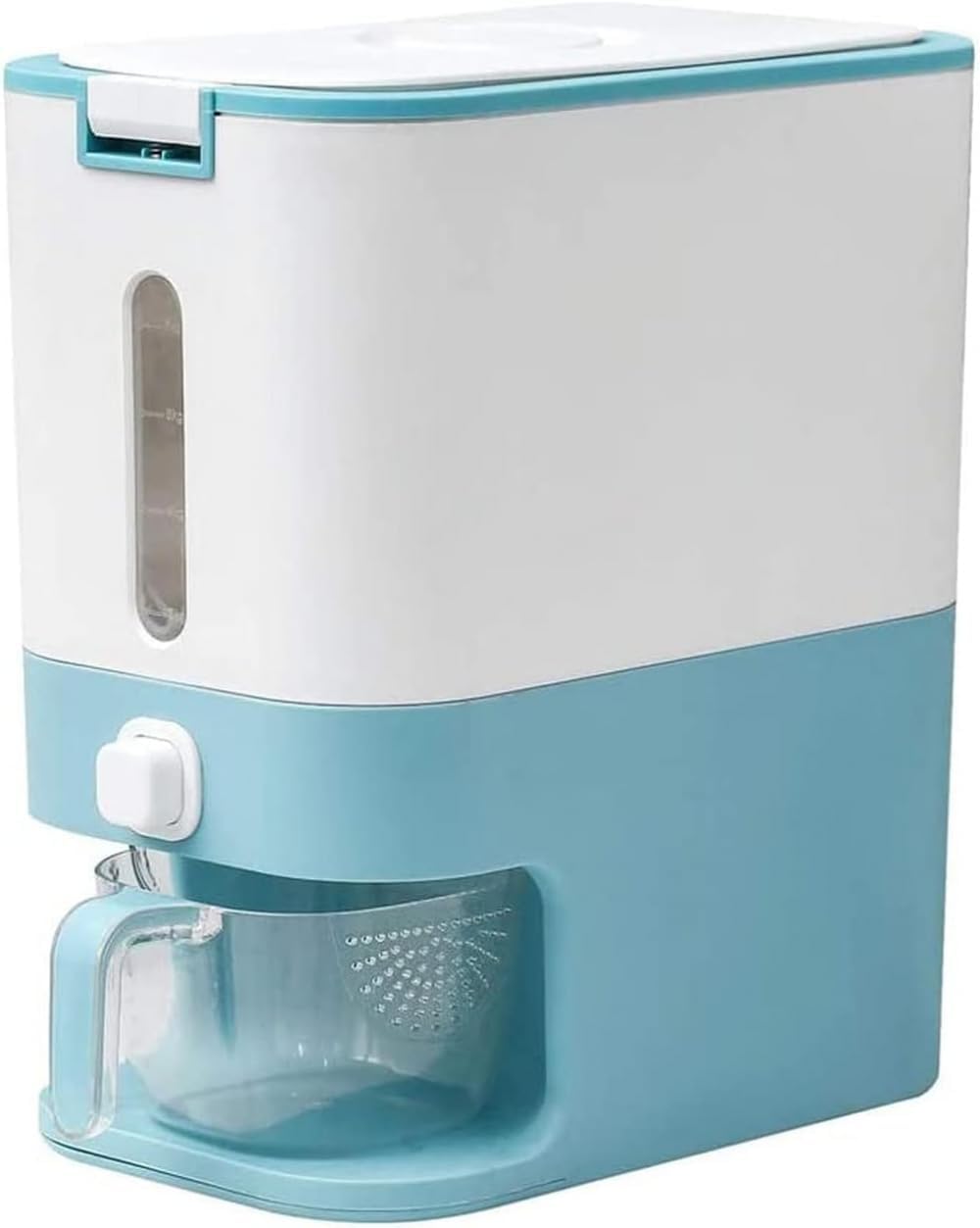 Upgrade Large-Capacity Food Storage Containers Automatic Rice Dispenser with Lid Measuring Cylinder Cereal Dispenser Bucket for Kitchen Soybean Corn