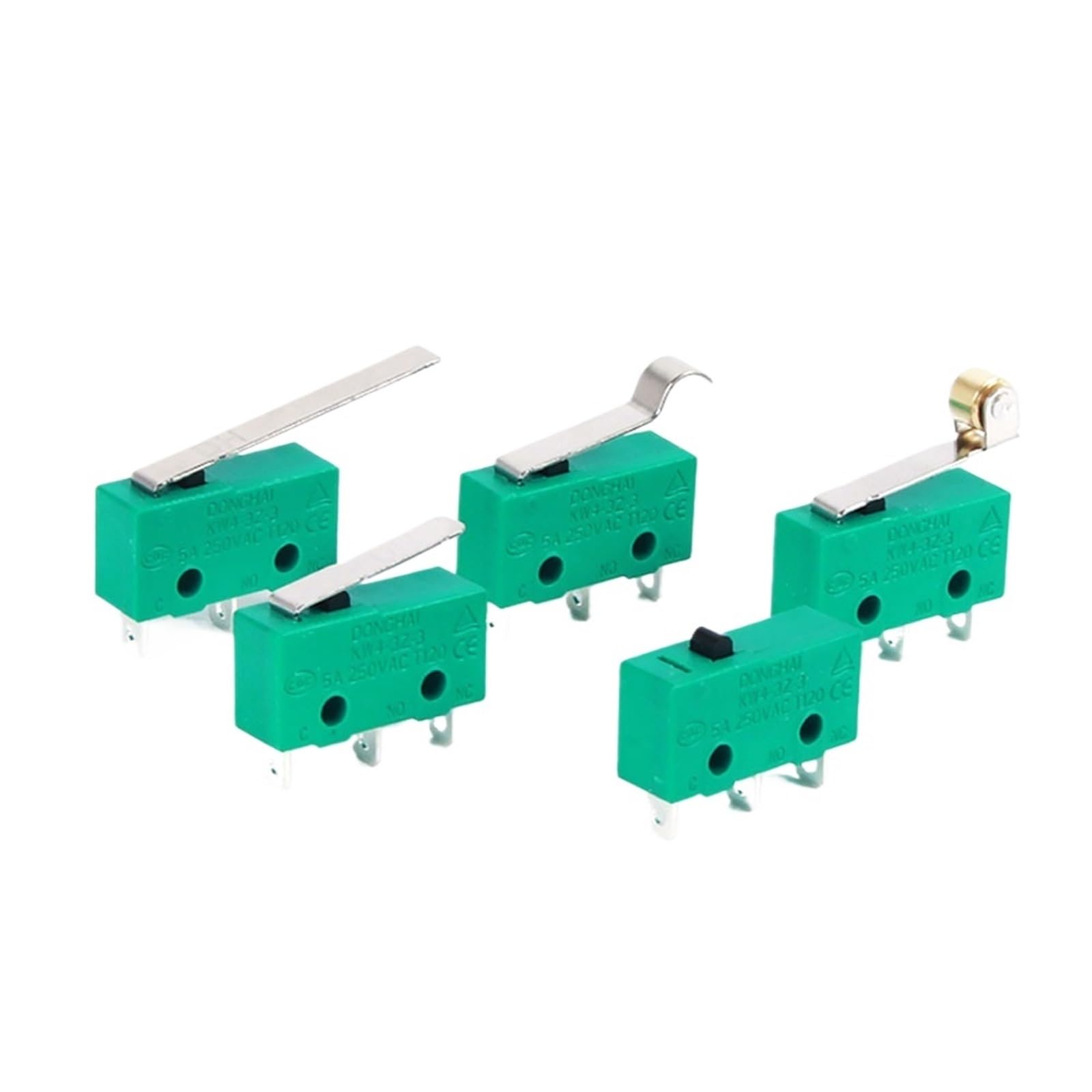 20 piezas KW4-3Z-3 SPDT NO NC Interruptor de límite palanca bisagra momentáneo Microinterruptor 5A 250VAC 17mm KW4-3Z-B rodillo(KW4-3Z-B122023L1)