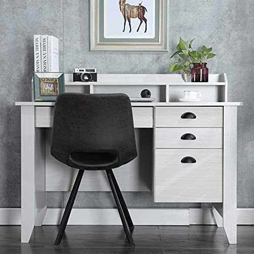 Catrimown Computer Desk With Drawers And Hutch Shelf, Wood Executive Desk Teens Student Desk Writing Laptop Home Office Desk For Small Spaces, White Oak #TOP3