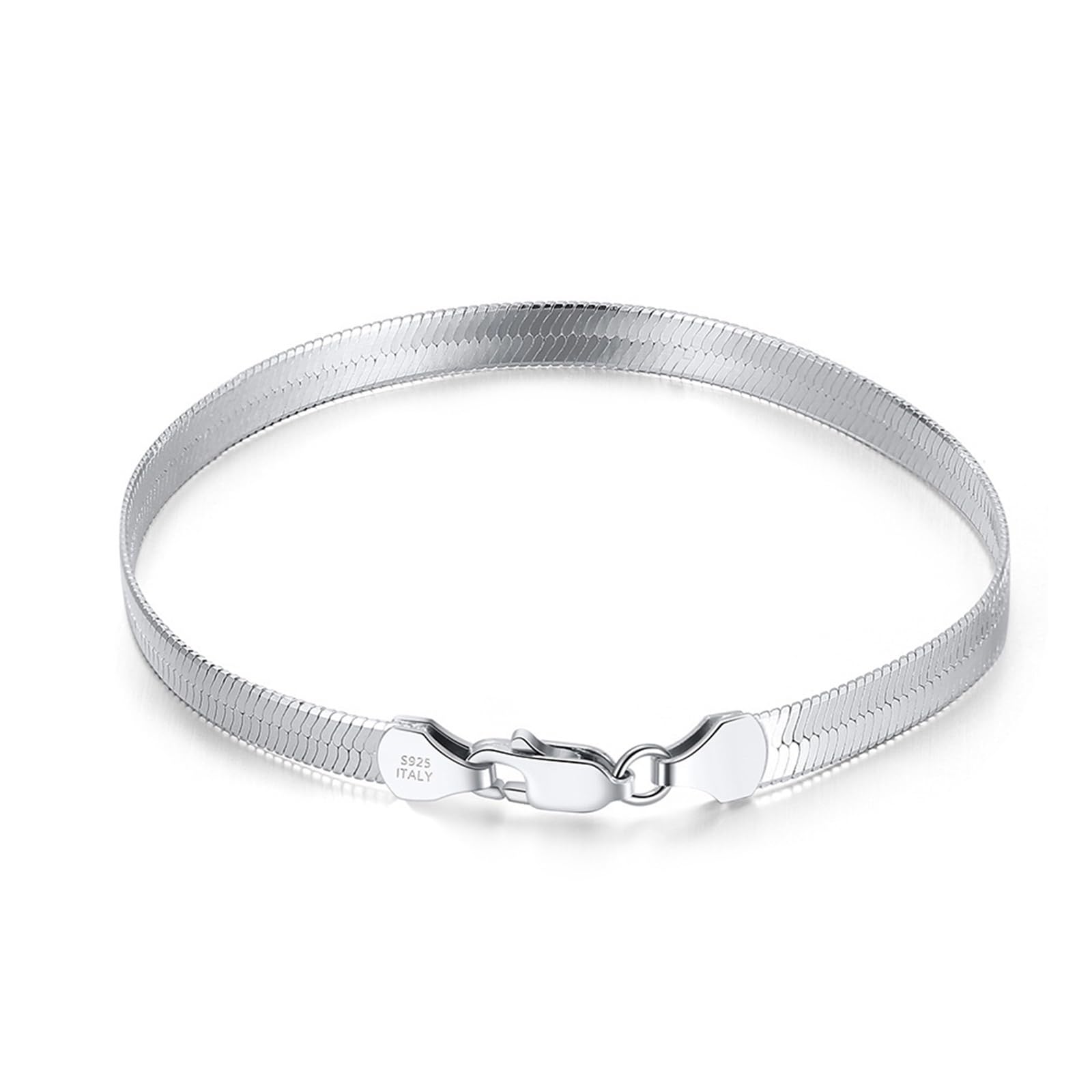 EpinkiPulsera para Hombre y Mujer Plata de Ley 925, Cadena de Serpiente Joyas