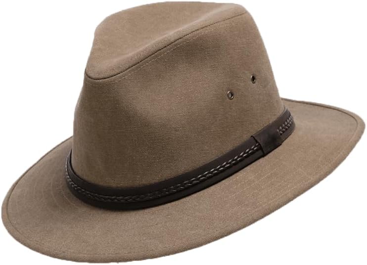Henschel Hats Claremore Outdoor Safari Hat – Wide Brim Sun Hat with Eyelets Leather Band – Ideal for Outdoors wear
