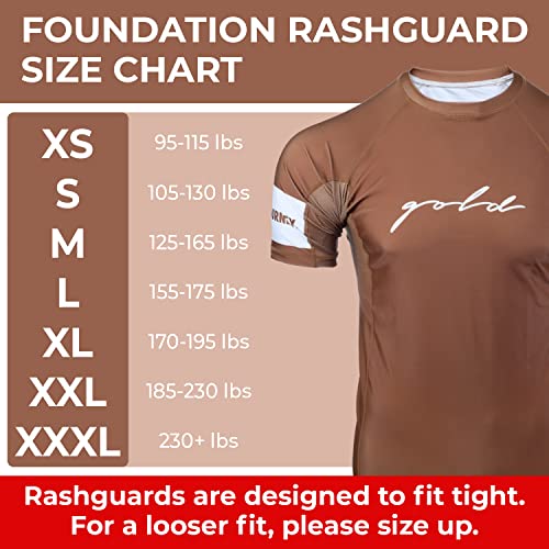 Gold Bjj Foundation Rash Guard - Ranked No-Gi And Gi Jiu Jitsu Rashguard (Short Sleeve, Brown, Xxl) #TOP1