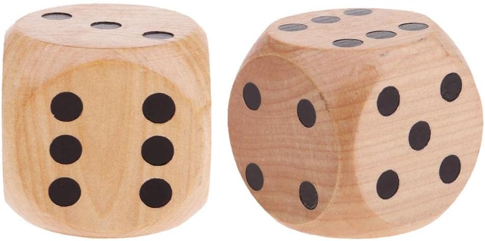 Ex tra Large Wooden Dice with Rounded Corner D6 Six Sided Dice 5cm Brown 2pcs